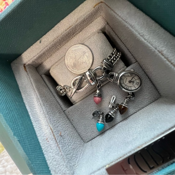 ESSLISSI Sterling Silver and Authentic Gem Charm Watch - Picture 3 of 11